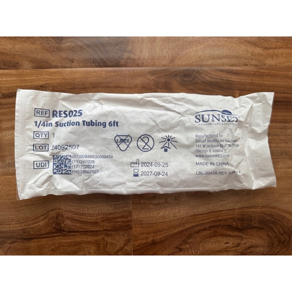 Sunset Healthcare Solutions Other - Sunset 1/4 Inch Suction Connector Tubing RES025 - 6 Foot- New Sealed